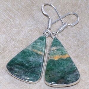 Green Aventurine Gemstone 925 Sterling Silver Handmade Drop Dangle Earrings